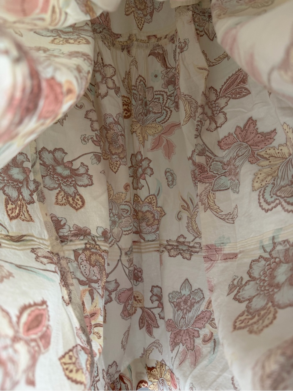 Joie Cream linen Floral Tiered Maxi Skirt with Pink and Rust Accents - Picture 3 of 7